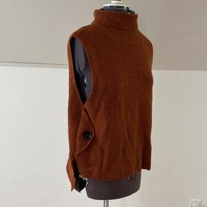 Burnt orange Sleeveless turtleneck Sweater